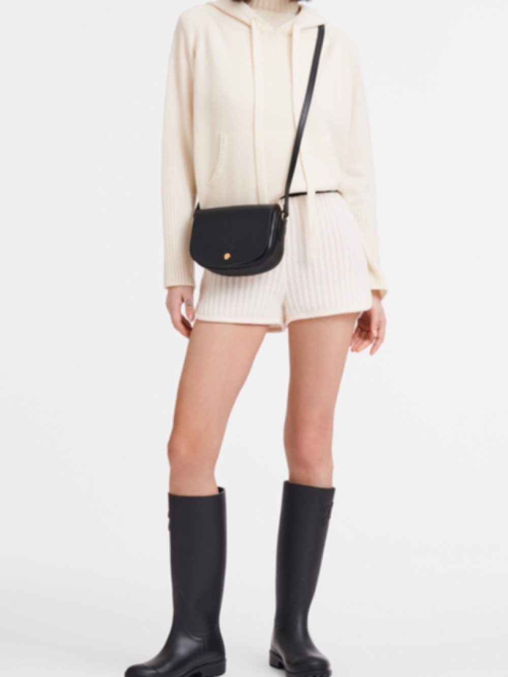 Longchamp Small pure Epure Leather Crossbody Saddle Bag